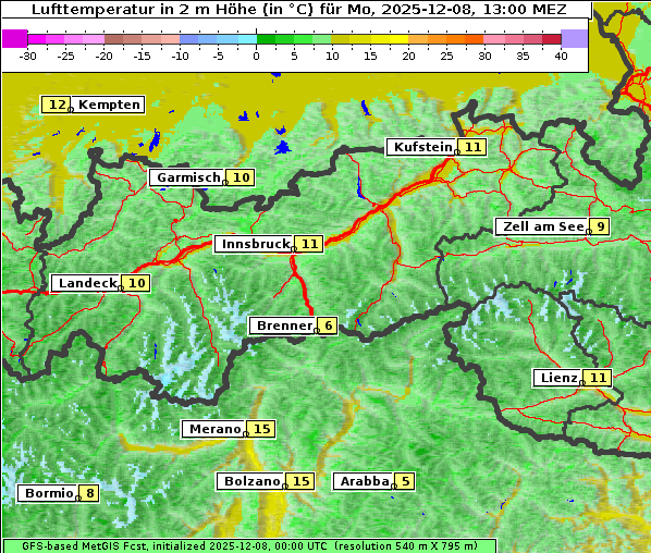 Temperatur, 8. 12. 2025