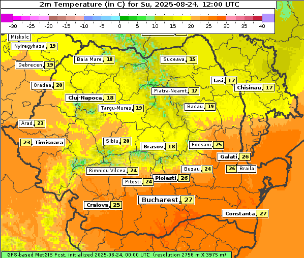 Temperatur, 24. 8. 2025