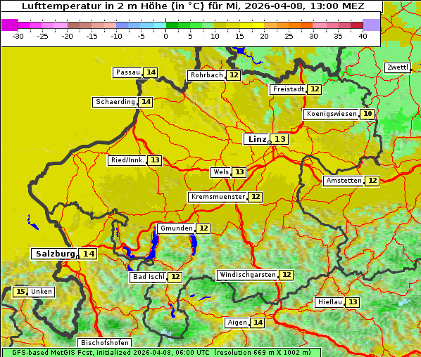 Temperatur, 8. 4. 2026