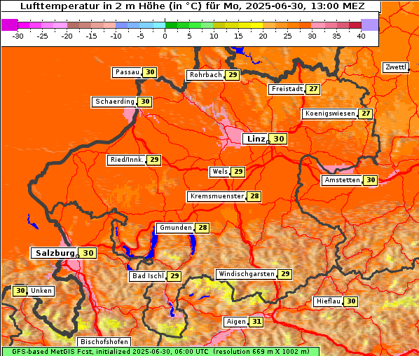 Temperatur, 30. 6. 2025