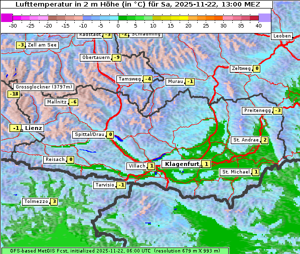 Temperatur, 22. 11. 2025