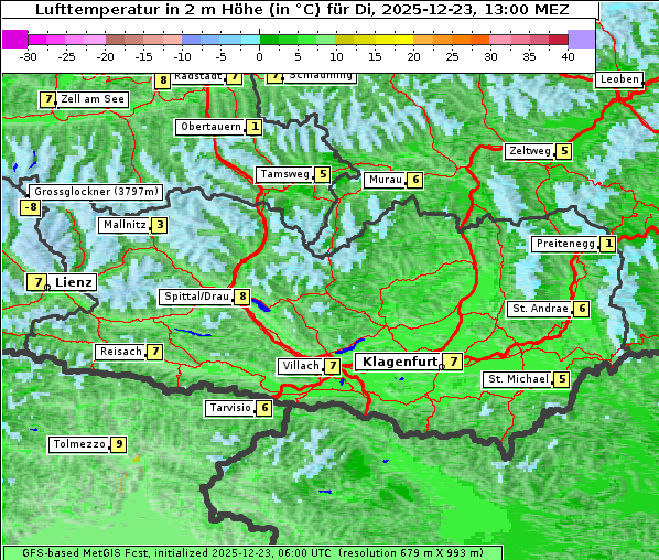 Temperatur, 23. 12. 2025