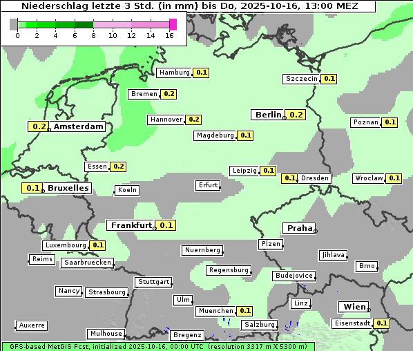 Niederschlag, 16. 10. 2025