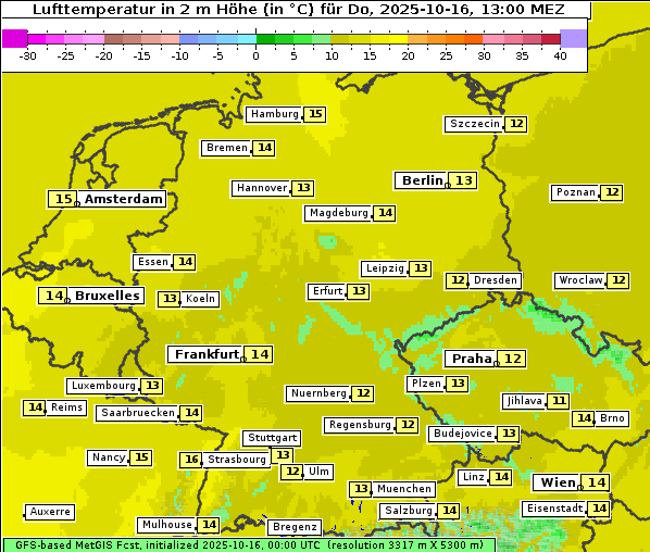 Temperatur, 16. 10. 2025