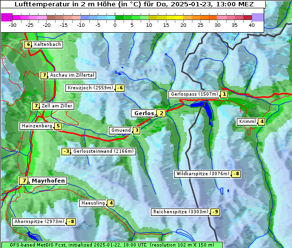 Temperatur, 23. 1. 2025