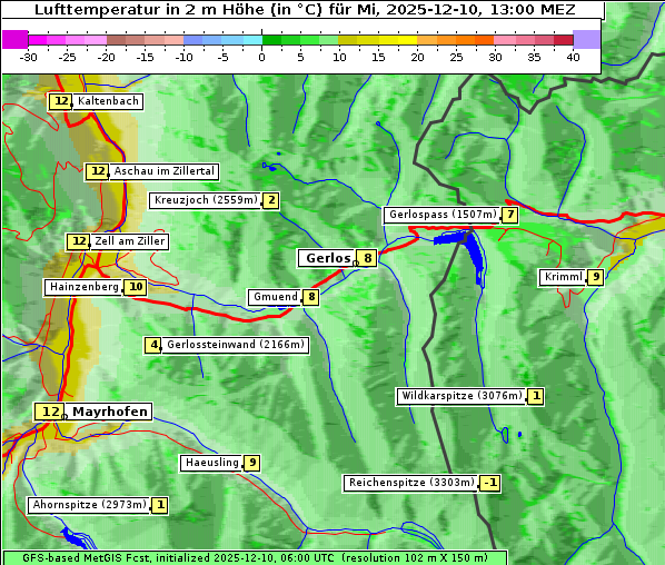 Temperatur, 10. 12. 2025