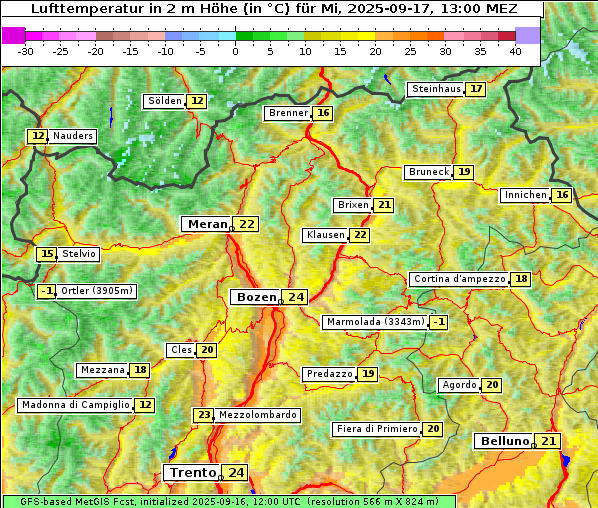 Temperatur, 17. 9. 2025