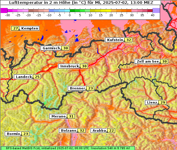 Temperatur, 2. 7. 2025