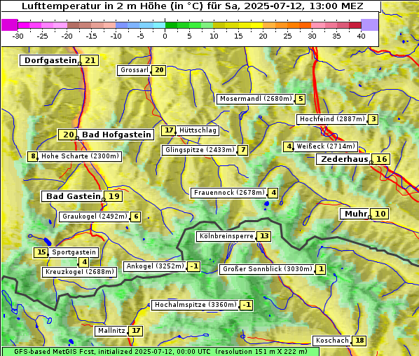 Temperatur, 12. 7. 2025