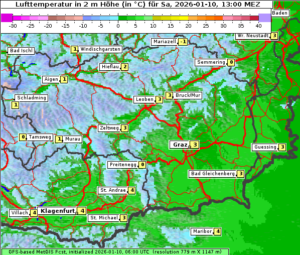 Temperatur, 10. 1. 2026