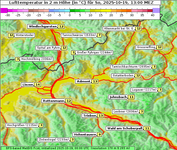 Temperatur, 19. 10. 2025