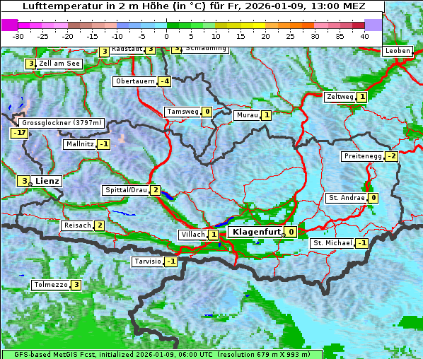 Temperatur, 9. 1. 2026