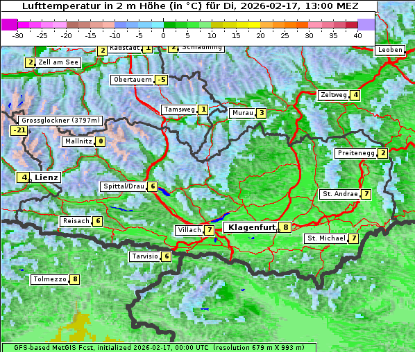 Temperatur, 17. 2. 2026