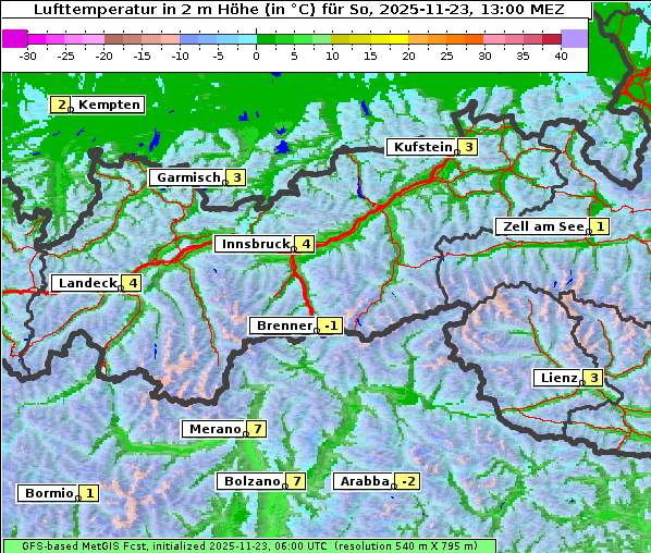 Temperatur, 23. 11. 2025