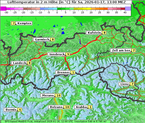 Temperatur, 17. 1. 2026