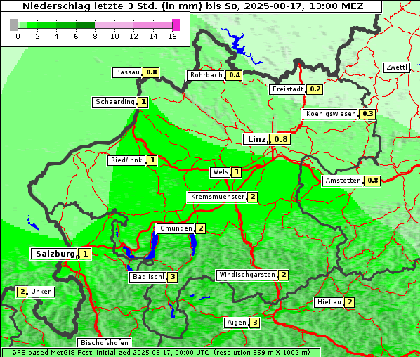 Niederschlag, 17. 8. 2025