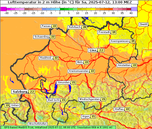Temperatur, 12. 7. 2025