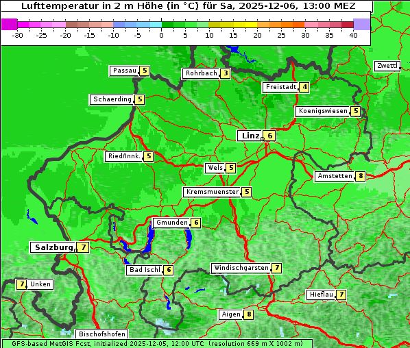 Temperatur, 6. 12. 2025