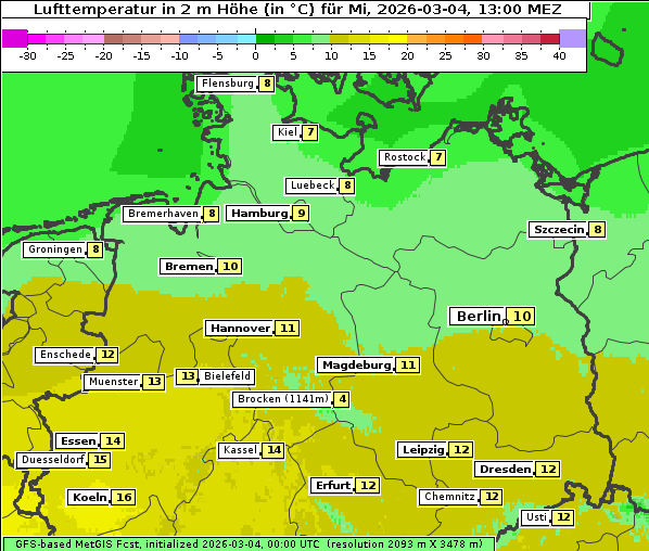 Temperatur, 4. 3. 2026
