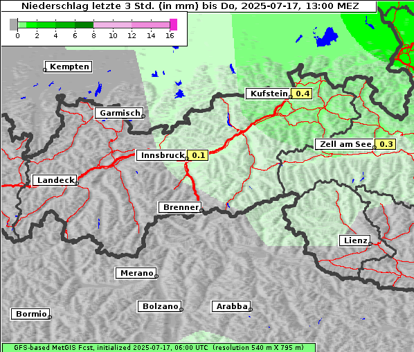 Niederschlag, 17. 7. 2025
