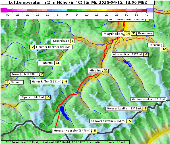 Temperatur, 15. 4. 2026