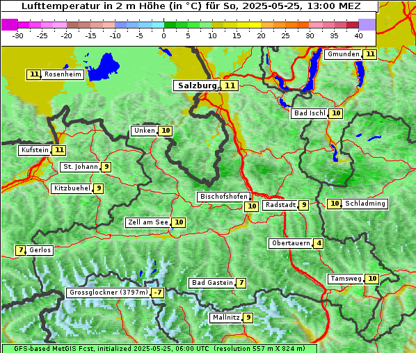 Temperatur, 25. 5. 2025