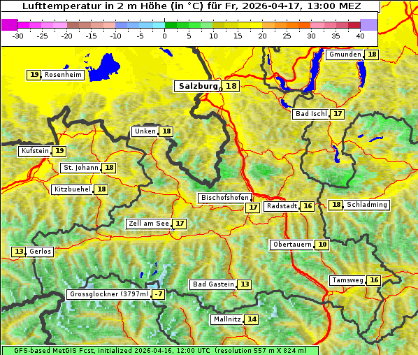 Temperatur, 17. 4. 2026