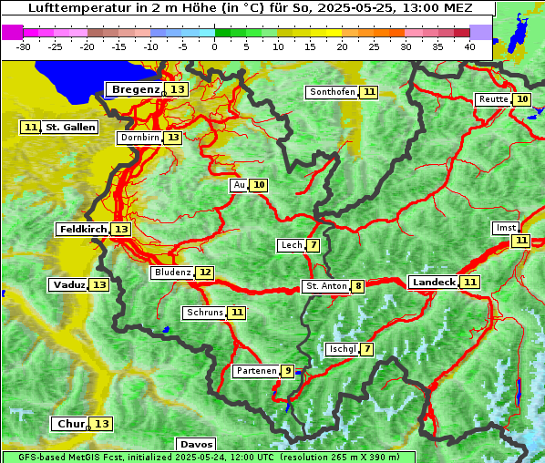 Temperatur, 25. 5. 2025