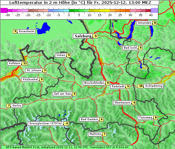 Temperatur, 12. 12. 2025