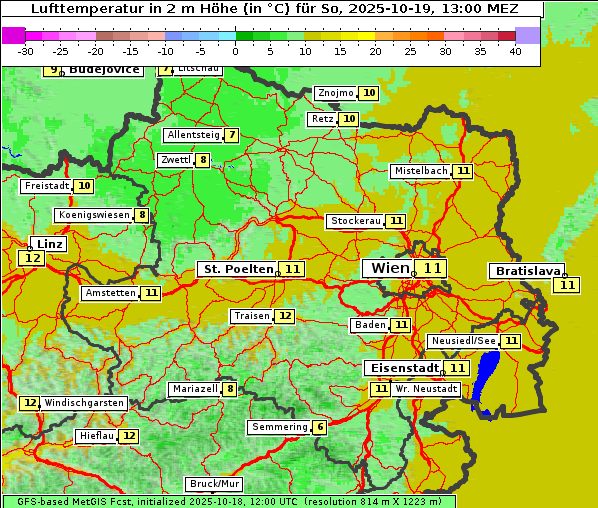 Temperatur, 19. 10. 2025