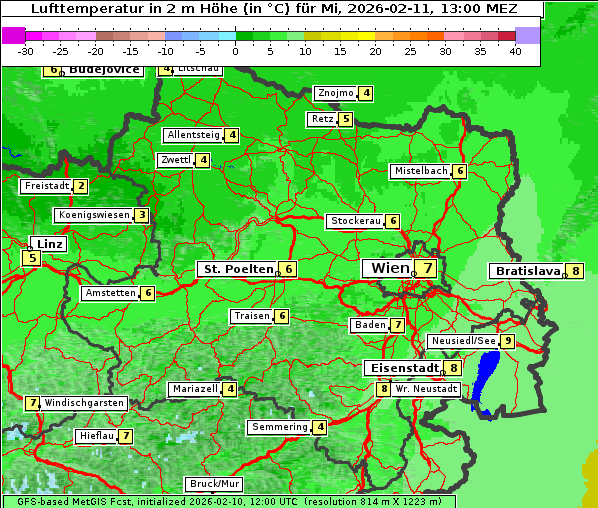 Temperatur, 11. 2. 2026