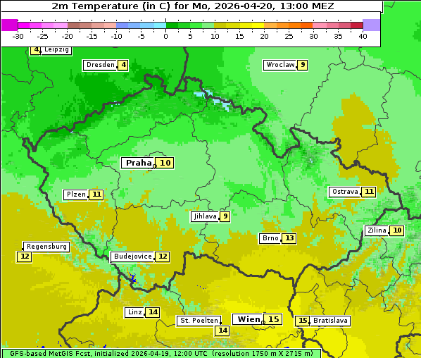 Temperatur, 20. 4. 2026