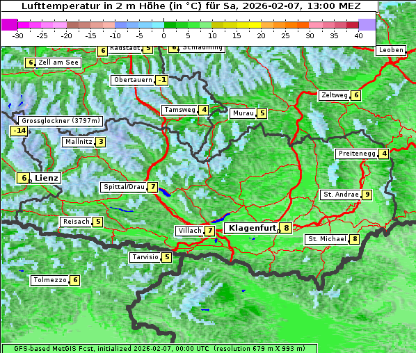 Temperatur, 7. 2. 2026