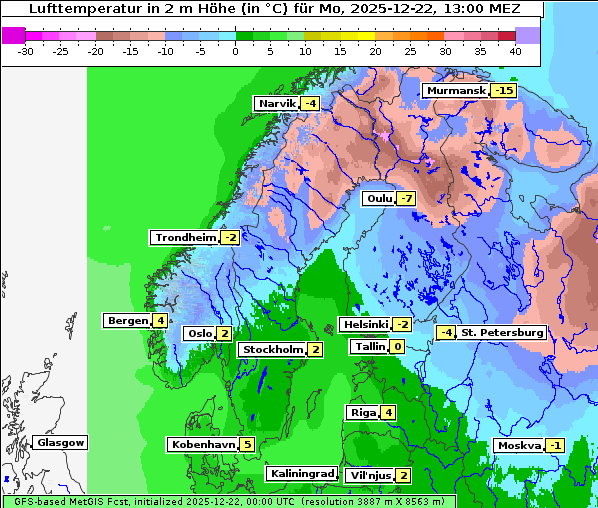 Temperatur, 22. 12. 2025