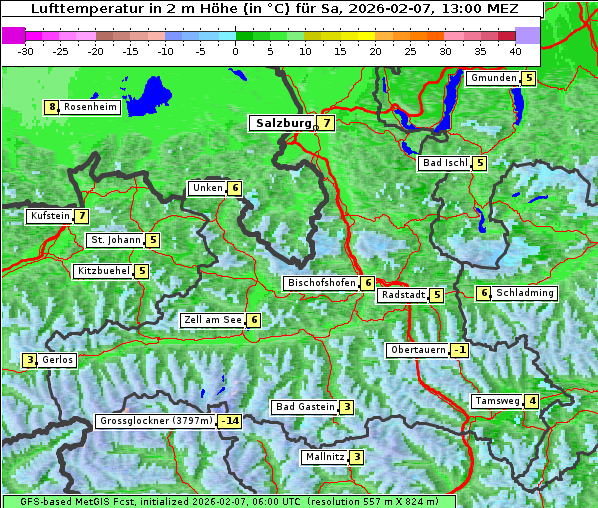 Temperatur, 7. 2. 2026