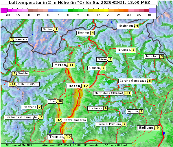 Temperatur, 21. 2. 2026