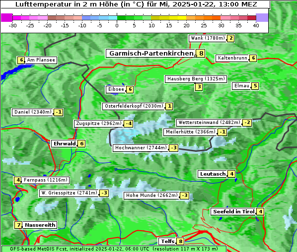 Temperatur, 22. 1. 2025