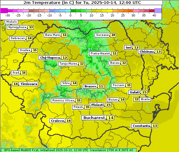 Temperatur, 14. 10. 2025