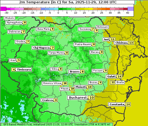 Temperatur, 29. 11. 2025