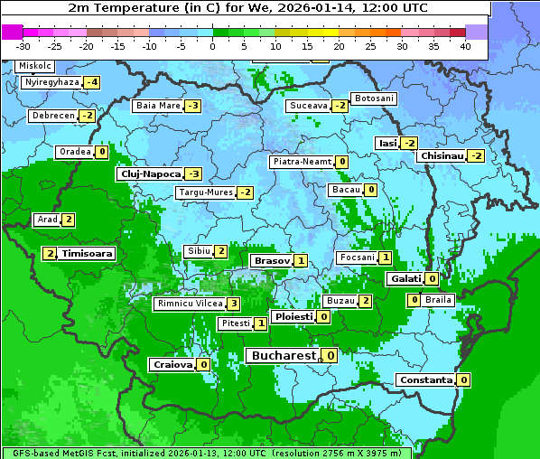 Temperatur, 14. 1. 2026