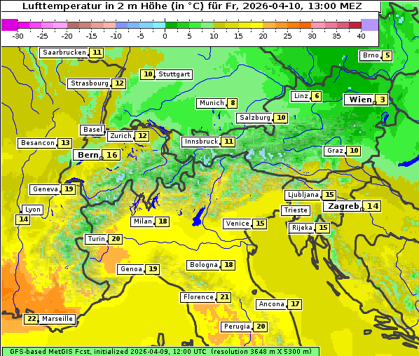 Temperatur, 10. 4. 2026