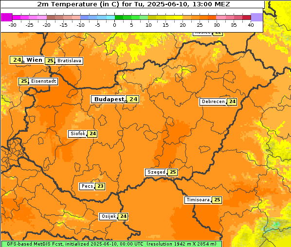 Temperatur, 10. 6. 2025