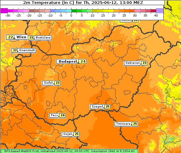 Temperatur, 12. 6. 2025