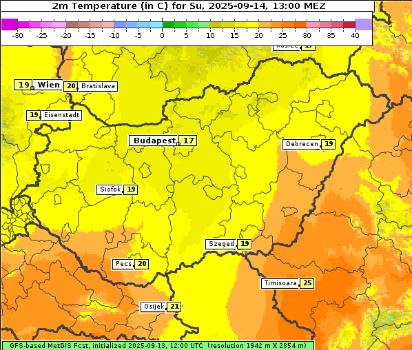 Temperatur, 14. 9. 2025