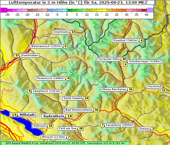 Temperatur, 23. 8. 2025
