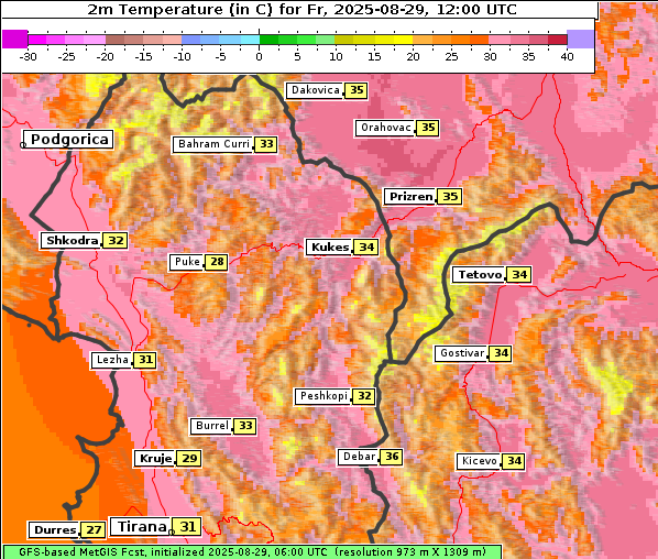 Temperatur, 29. 8. 2025