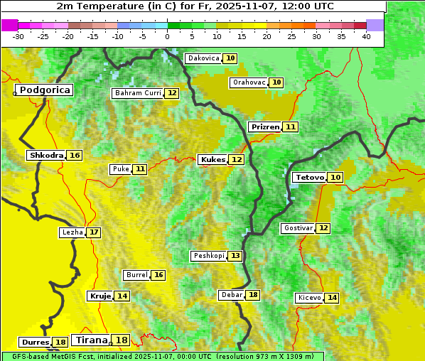 Temperatur, 7. 11. 2025