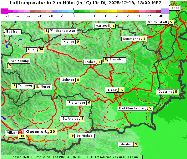 Temperatur, 16. 12. 2025
