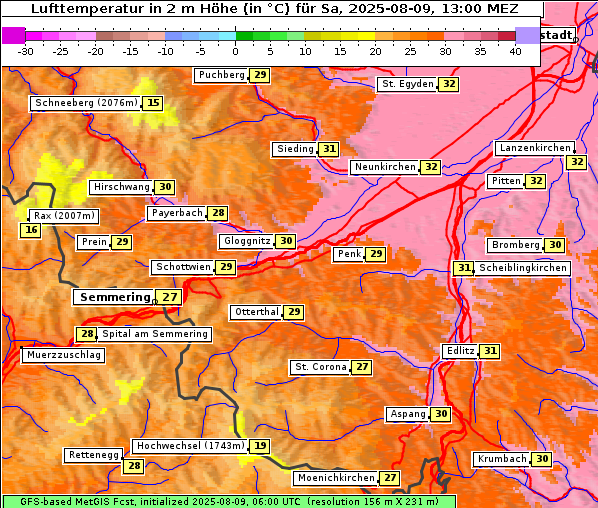 Temperatur, 9. 8. 2025