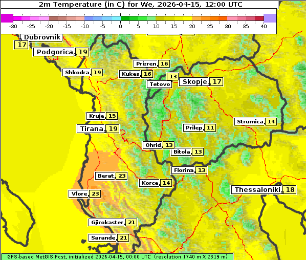 Temperatur, 15. 4. 2026